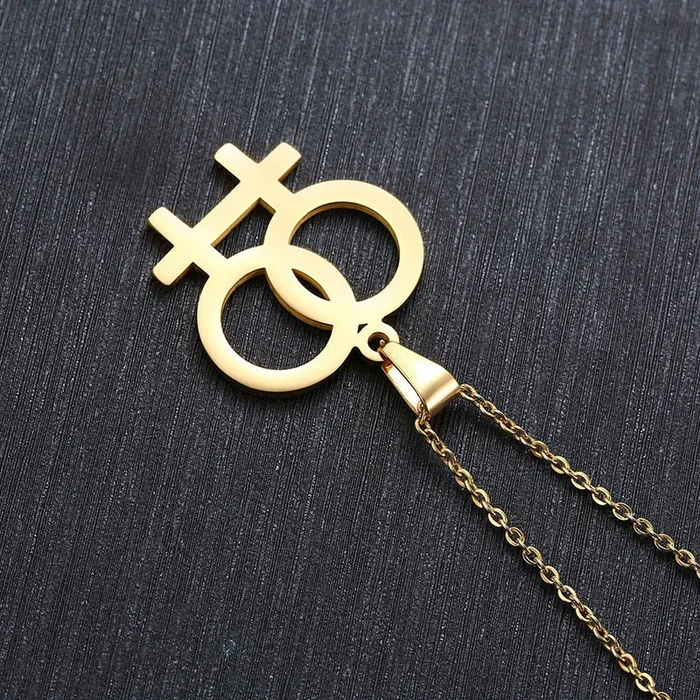 Vibrators ShhhOb Necklace LGBT Pride twin Venus symbol in Gold Silver or Rose Vibrators ShhhOb Necklace LGBT Pride twin Venus symbol in Gold Silver or Rose