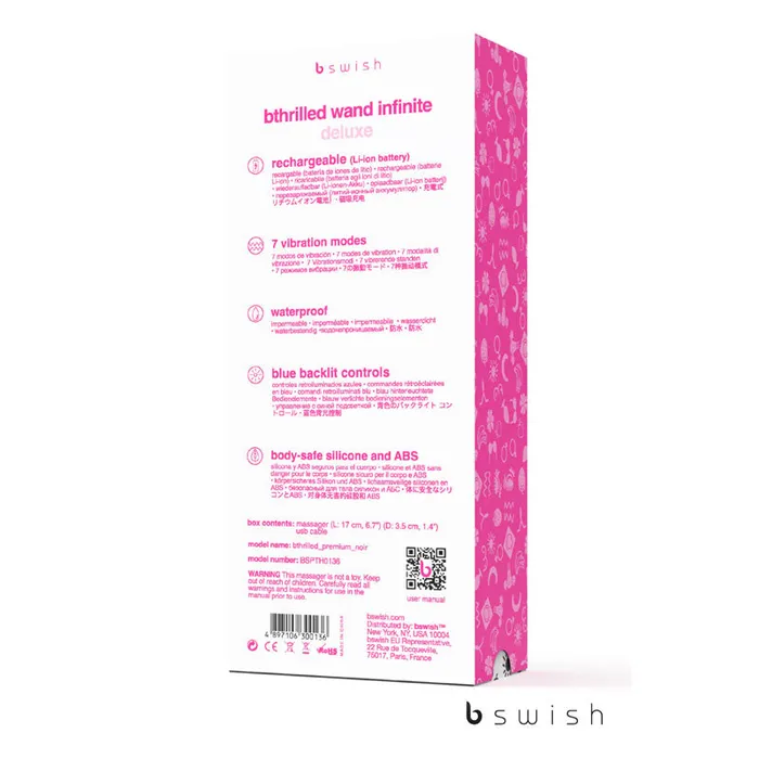 Vibrators ShhhWndsr Bthrilled Premium Deluxe Massage Wand 21 cm USB Rechargeable Black Vibrators ShhhWndsr Bthrilled Premium Deluxe Massage Wand 21 cm USB Rechargeable Black
