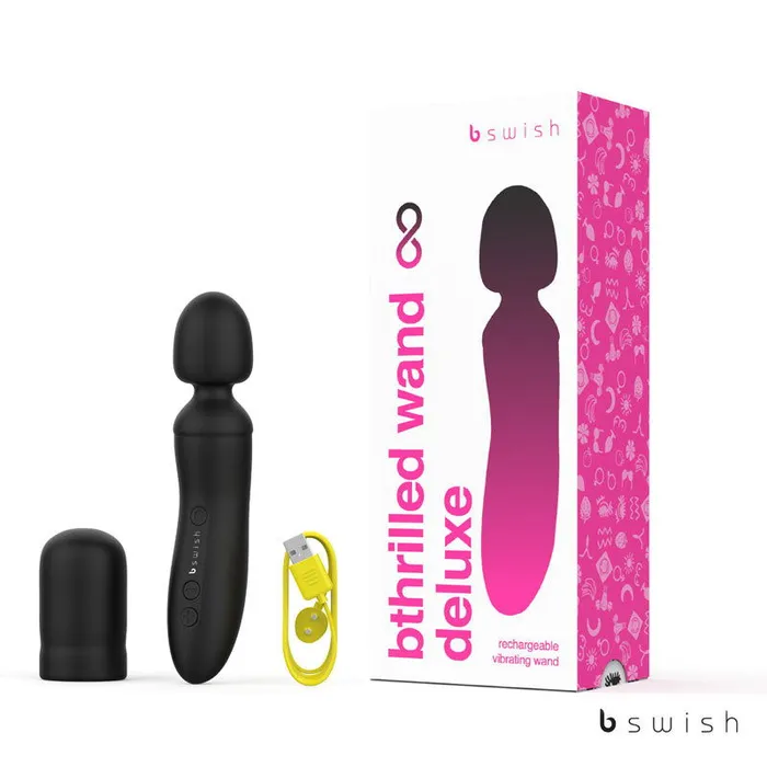 Vibrators ShhhWndsr Bthrilled Premium Deluxe Massage Wand 21 cm USB Rechargeable Black Vibrators ShhhWndsr Bthrilled Premium Deluxe Massage Wand 21 cm USB Rechargeable Black
