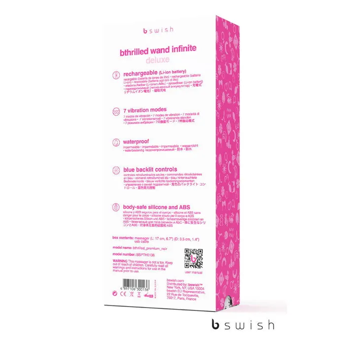 Vibrators ShhhWndsr Bthrilled Premium Deluxe Massage Wand 21 cm USB Rechargeable Black Vibrators ShhhWndsr Bthrilled Premium Deluxe Massage Wand 21 cm USB Rechargeable Black