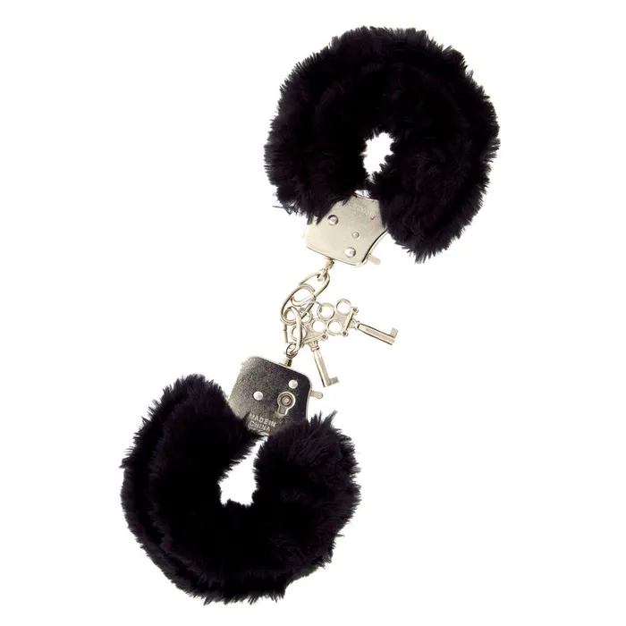 Anal Dream Toys Furry Metal Handcuffs Black