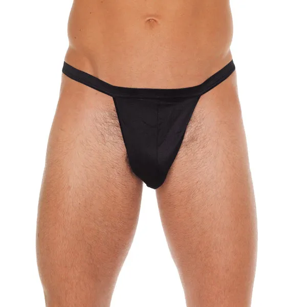 Anal Mens Black Straight GString With Black Pouch Rimba