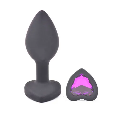 Anal Various Toy Brands Small Heart Shaped Diamond Base Black Butt Plug