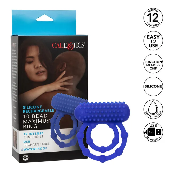 California Exotic Male Sex Toys 10 Bead Maximus Rechargeable Cock Ring