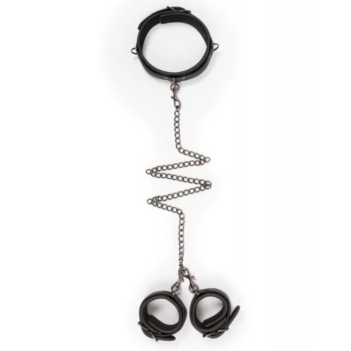 Couples Easy Toys Easy Toys Faux Leather Collar wHandcuffs