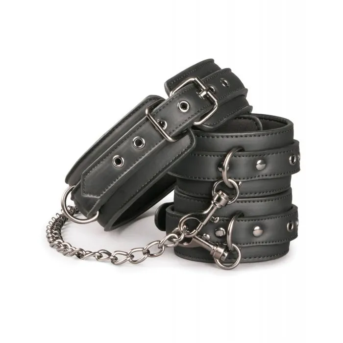 Couples Easy Toys Easy Toys Faux Leather Collar wHandcuffs