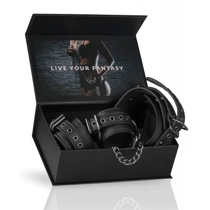 Couples Easy Toys Easy Toys Faux Leather Collar wHandcuffs