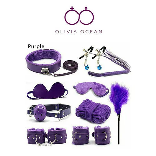 Couples Olivia Ocean 10 piece Bondage Kit Purple