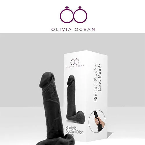 Dildos Olivia Ocean Real Feel 8 Inch Dildo Wonder Suction Cup DongDildo Sex Toy Black