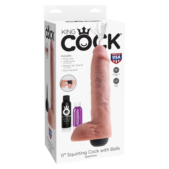 Dildos PipeDream 11 Inch Squirting Cock With Balls King Cock Flesh Coloured