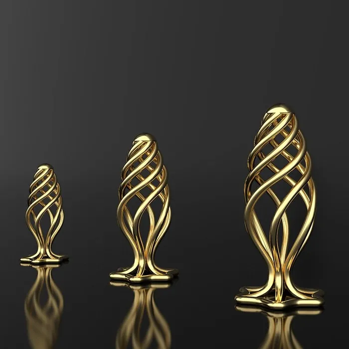 Hollow Fancy Golden Anal Plug Set Kinkstasy Anal