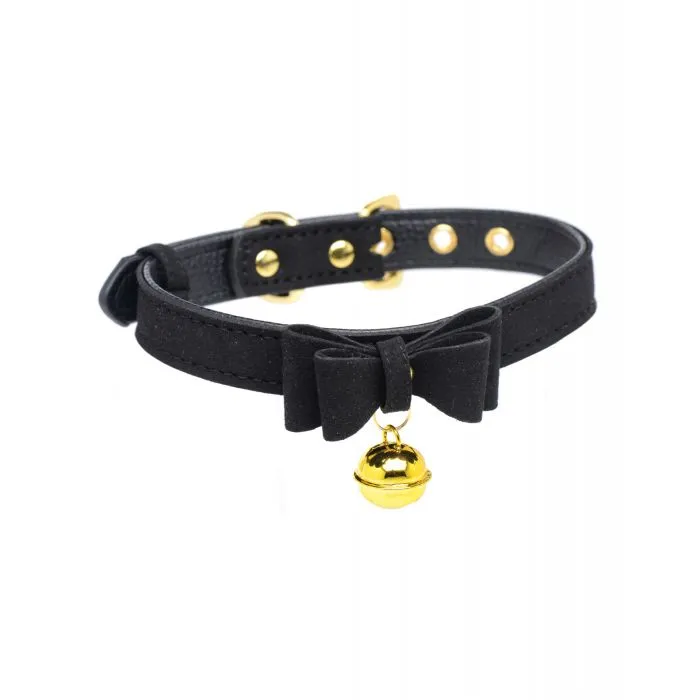 Master Series Golden Kitty Cat Bell Collar in Pink or Black Master Series Anal