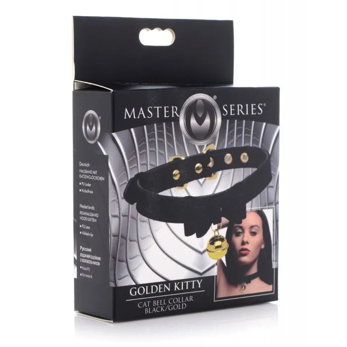 Master Series Golden Kitty Cat Bell Collar in Pink or Black Master Series Anal