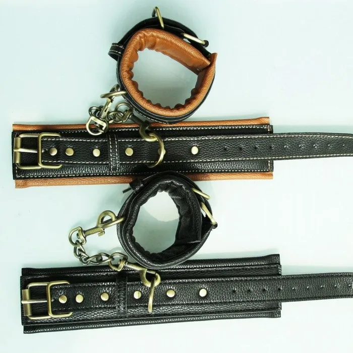 Restraints Kinkstasy Fancy Retro Double Layer Padded Leather Cuffs