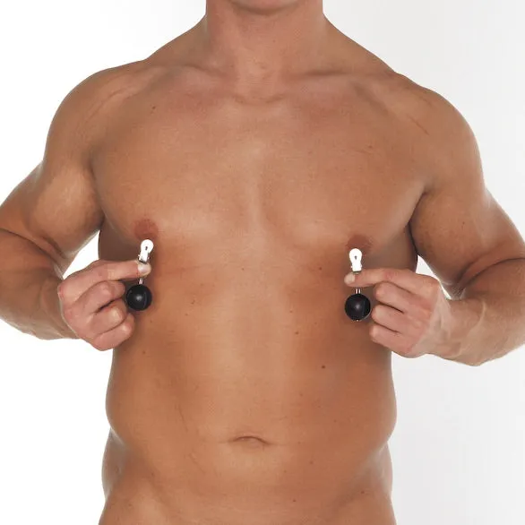 Rimba Nipple Clamps With Round Black Weights Female Sex Toys Rimba Nipple Clamps With Round Black Weights Female Sex Toys