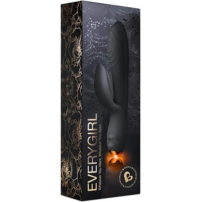 Rocks Off Ltd Rocks Off Everygirl Black Rechargeable Rabbit Vibrator Female Sex Toys Rocks Off Ltd Rocks Off Everygirl Black Rechargeable Rabbit Vibrator Female Sex Toys