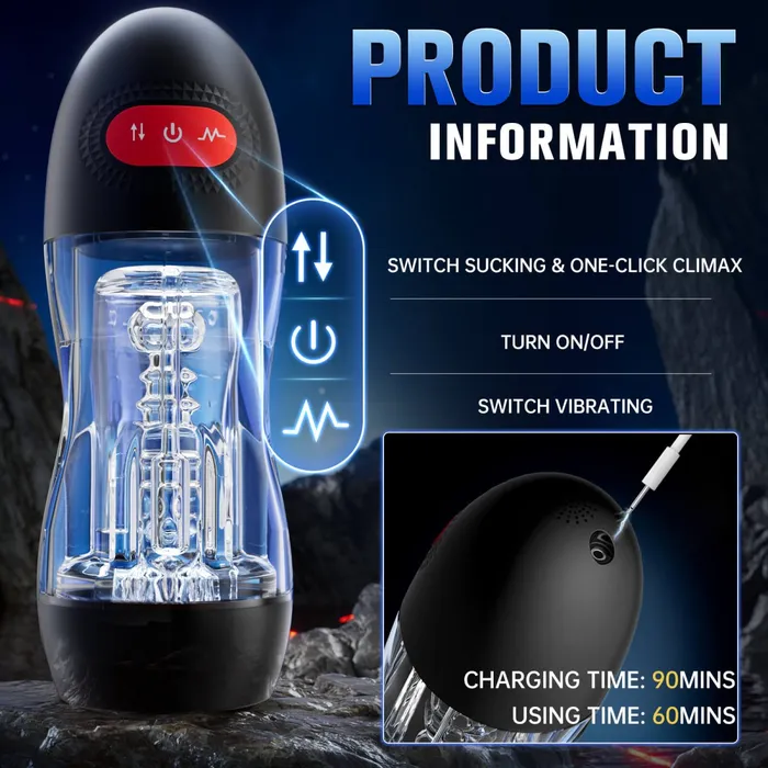 Sohimi Male Sex Toys ELROY Upgraded Suction and Vibration App Control Male Masturbator