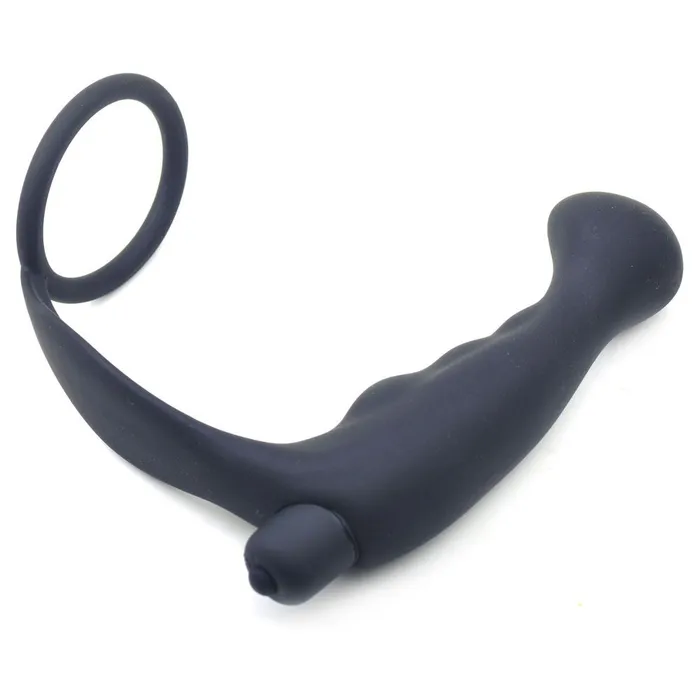 Various Toy Brands Male Sex Toys Black Anal Plug Vibrator with Cock Ring Combo