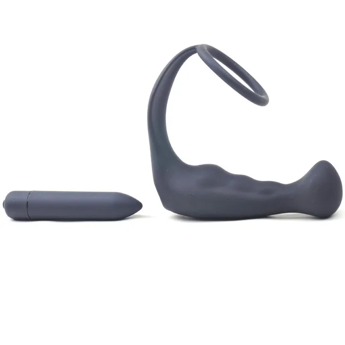 Various Toy Brands Male Sex Toys Black Anal Plug Vibrator with Cock Ring Combo