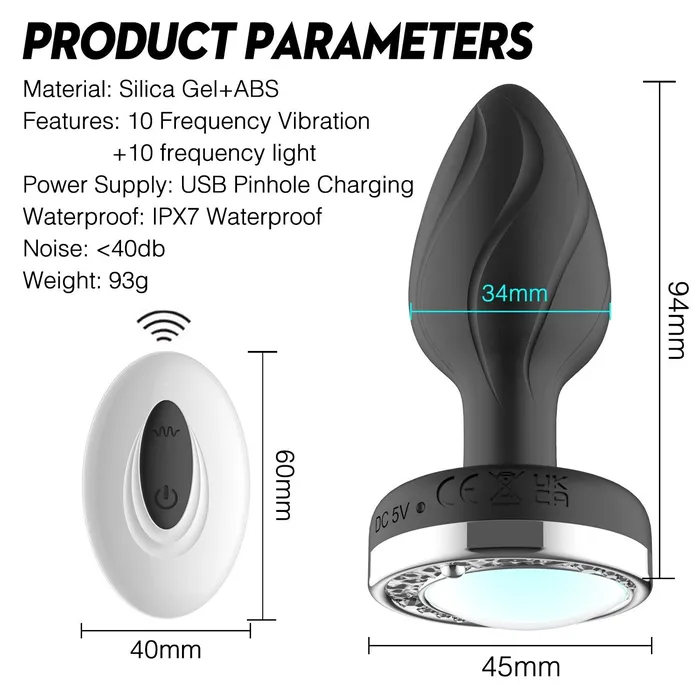 Vibrating Color Changing LED Anal Plug Kinkstasy Male Sex Toys