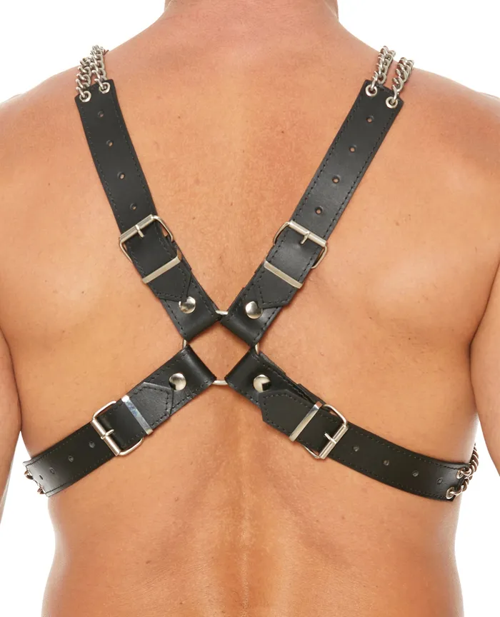 Vibrators Shots Shots Uomo Chain Chain Black BDSM Harness