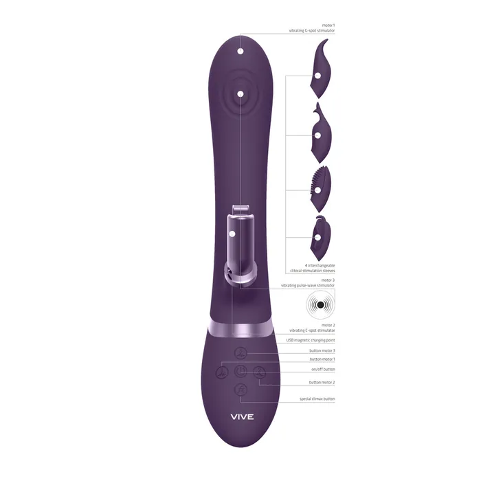 Vibrators Shots Toys Vive Etsu Interchangeable Rabbit Vibrator Purple