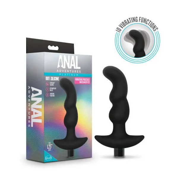 Willams Tradeing Company Male Sex Toys ANAL ADVENTURES PLATINUM SILICONE VIBRATING PROSTATE MASSAGER 03 BLACK Willams Tradeing Company Male Sex Toys ANAL ADVENTURES PLATINUM SILICONE VIBRATING PROSTATE MASSAGER 03 BLACK