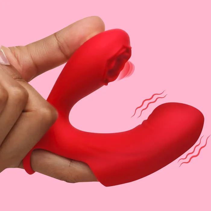 XR Brands Female Sex Toys Rose Touch Pulsing Silicone Finger Vibrator